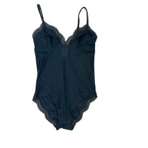 NWT Calvin Klein black sheer and lace bodysuit. Size S